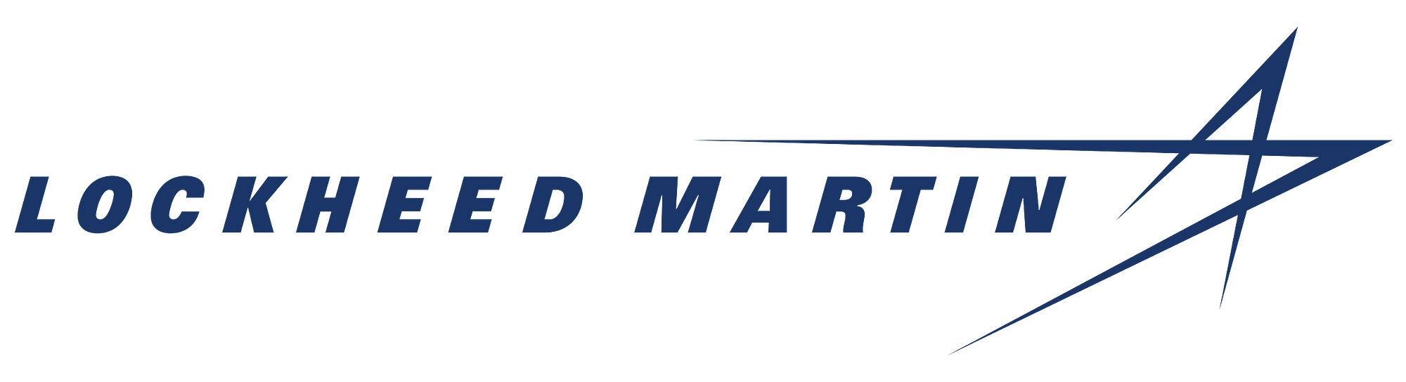 Lockheed Martin logo featuring blue italicized word-mark with stylized star