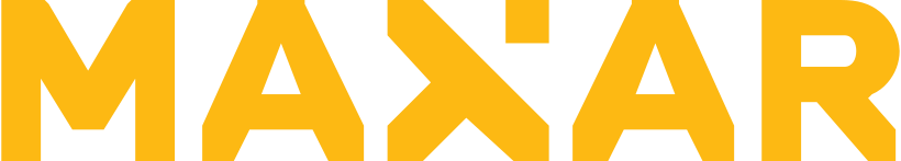Maxar Technologies word-mark logo in bold yellow uppercase letters